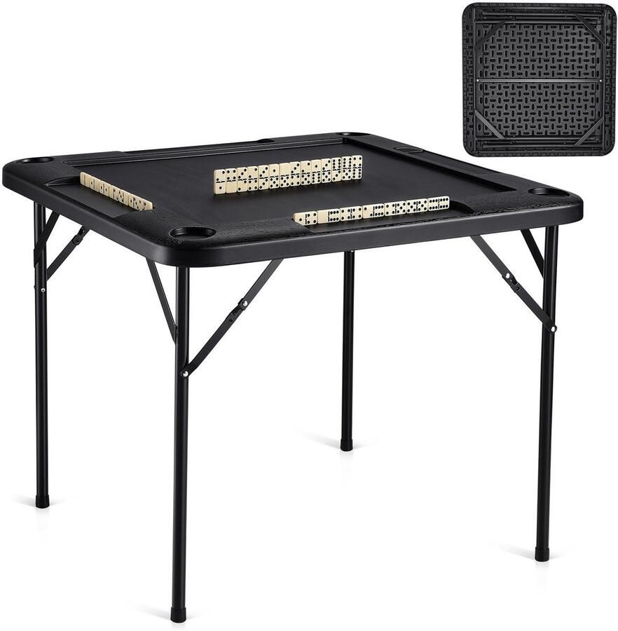 Corenia mahjongtafel – opvouwbare speeltafel – kaarttafel – domino tafel – speelkaarttafel – voor 4 spelers – inklapbaar en waterbestendig HDPE – roestvrijstalen frame