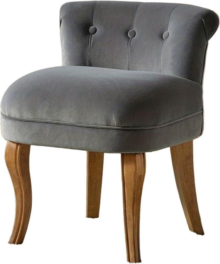 Corenia Make-up krukje – make-up stoel – schminkkruk – poef – kaptafel kruk – fluweel bekleed – memory foam zitting – stevige houten poten – comfortabel zitcomfort – eenvoudig te monteren