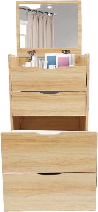 Corenia Make-up tafel – kaptafel – schminktisch – dressing table – log variant – stevig hardhouten materiaal – compacte ruimtebesparende design