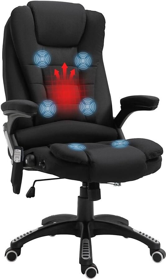 Corenia Massage Bureaustoel – Bureaustoel Met Massage – Ergonomische Werkstoel – Relaxstoel Met Verwarming – Comfortabele Zitzak – 6 Massagepunten – Verstelbare Rugleuning Tot 130° Zwart