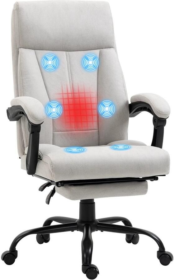 Corenia Massage Bureaustoel – Massagestoel – Office Chair Met Massage – Bureaustoel Met Verwarming – Verstelbare Bureaustoel – Zes-punten Massage – Lendenverwarming 74 x 65 x 111-119 cm Wit