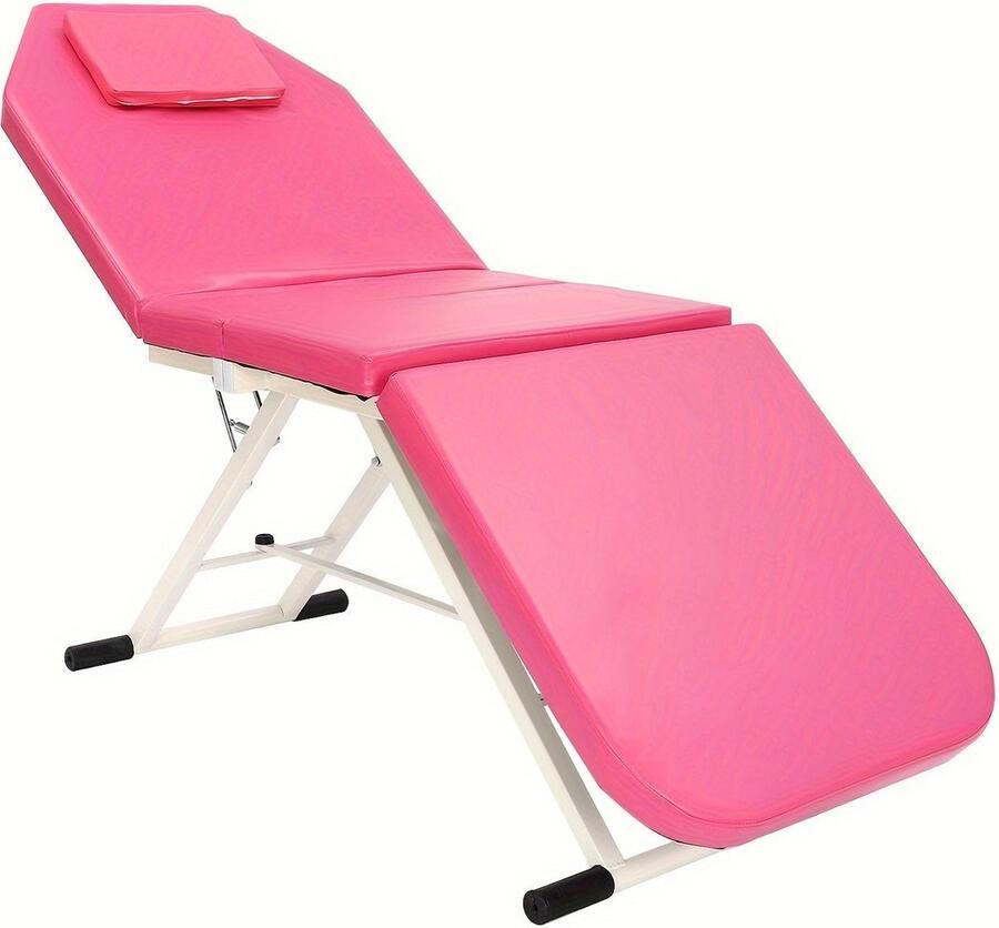 Corenia Massagec – Behandeltafel – Behandelbank – Massagebank – Tattoo Bed – Inklapbaar – PU Bekleding – Verstelbare Rug- en Voetleuning – Zacht Roze
