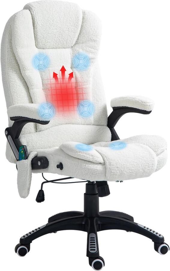 Corenia Massagestoel – Bureaustoel – Relaxstoel – Massagefauteuil – Ontspanningsstoel – 6 Massagepunten – Verstelbare Hoogte Wit