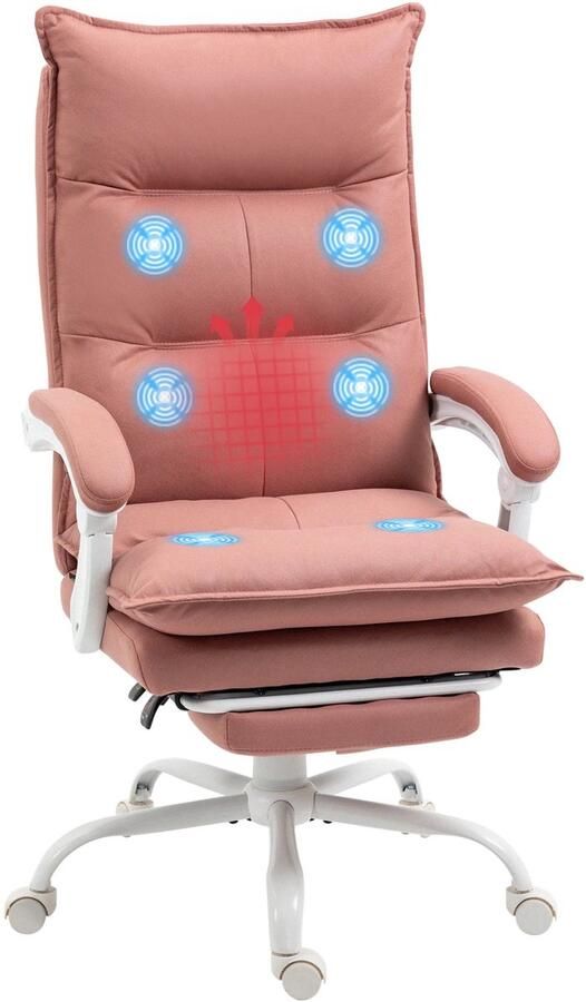 Corenia Massagestoel – Relaxfauteuil – Bureaustoel – Werkstoel – Massagechair – 6 Massagepunten – Verstelbare Rugleuning 155° Roze