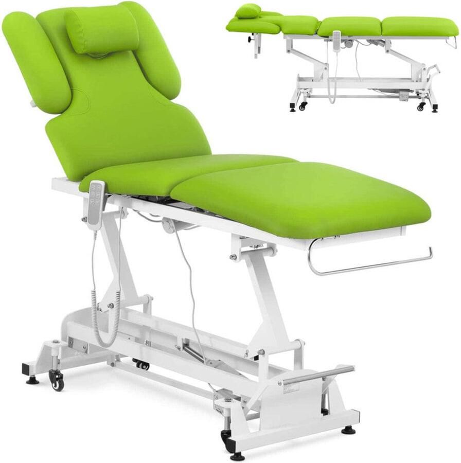 Corenia Massagetafel – Behandelbank – Therapiebed – Massagebed – Massage Tafel – Elektrisch Verstelbaar – Max Draagvermogen 250 kg – Lichtgroen – 3 Motoren
