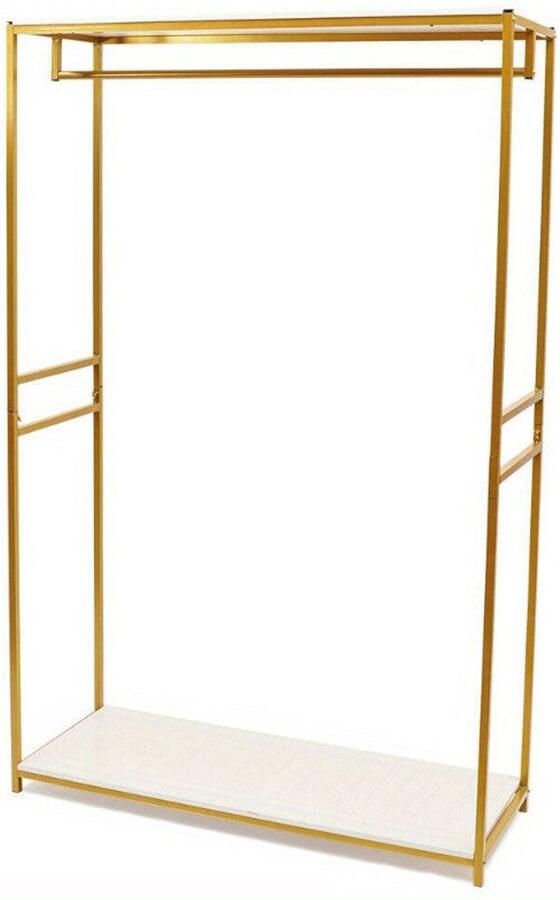 Corenia Metalen Kledingrek – Kledinghanger – Kledingstang – Garderoberek – Kledingstandaard – Gouden Kleur – Hoogte 190 cm – Stevig Metaal