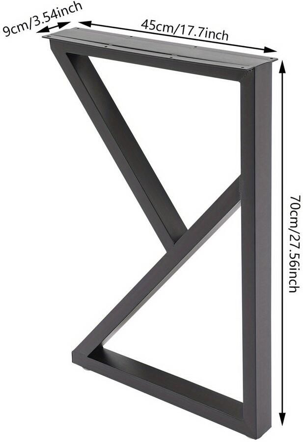 Corenia Metalen Tafelpoot – Tafelpoten – Meubelpoten – Industrieel – Zwart – K-Vorm – Verstelbare Voetjes – Maximale Draagkracht 200 kg