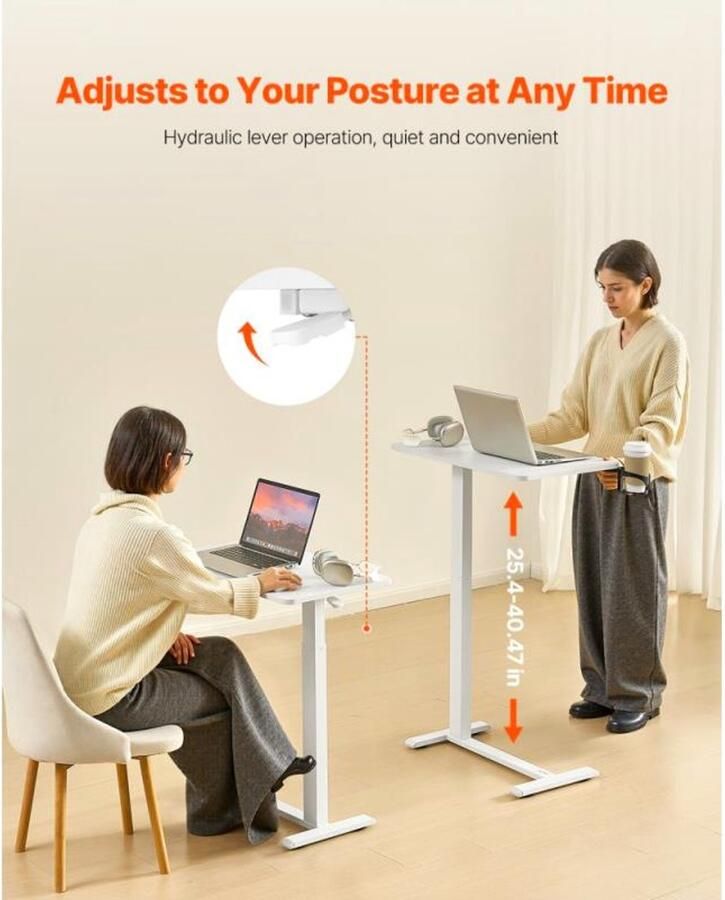 Corenia Mobiele Bedtafel – Verstelbare Tafel – Bedtafel Op Wielen – Overbed Tafel – Werktafel Voor Thuis – Verstelbare Hoogte – Robuust Metalen Blad