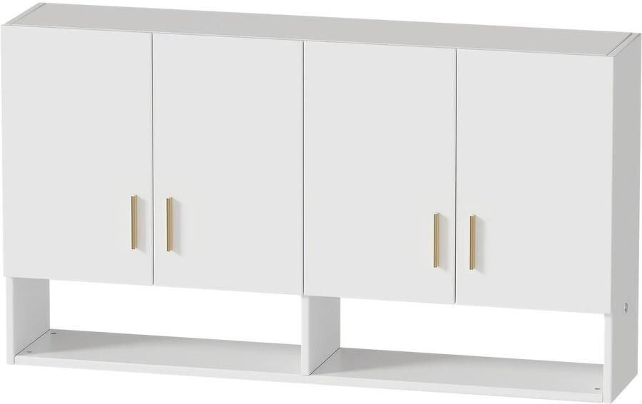 Corenia Moderne Wandkast – Keukenkast – Badkamerkast – Opbergkast – Muurkast – Wit Houtcomposiet – 3 Legplanken – Compact & Vochtbestendig
