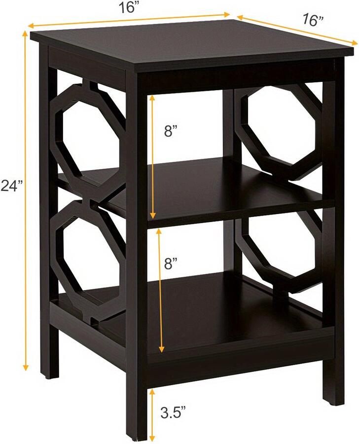 Corenia Nachtkastje – Bijzettafel – Opbergkast – Wandkast – Ladekast – Set van 2 – 3 Lagen Open Vakken – MDF Espresso Hout - Foto 2