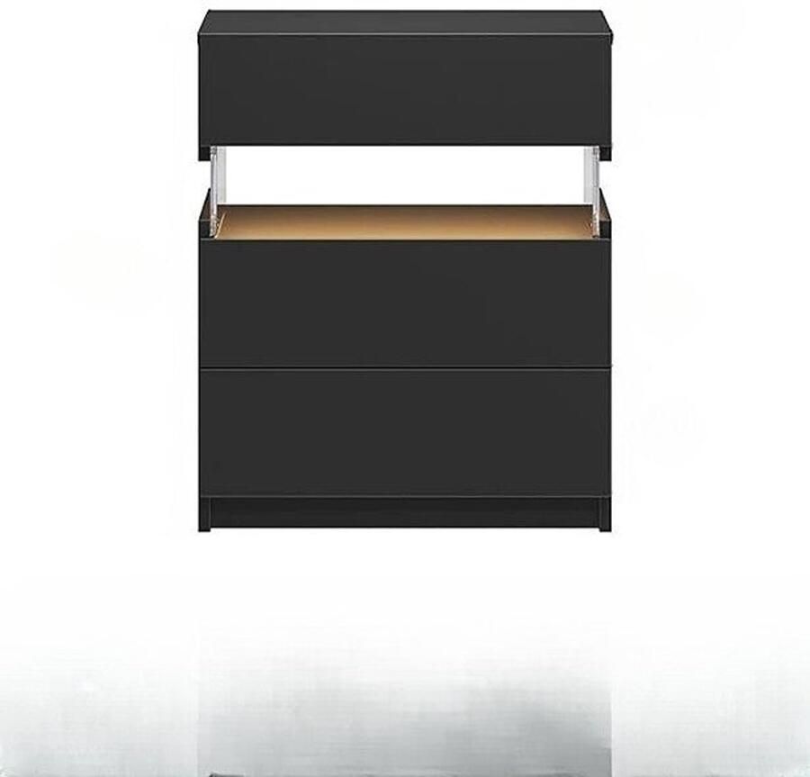 Corenia Nachtkastje met LED Kast Tafel 60 cm x 37 cm x 50 cm Slaapkamerdecoratie Opbergruimte Zwart