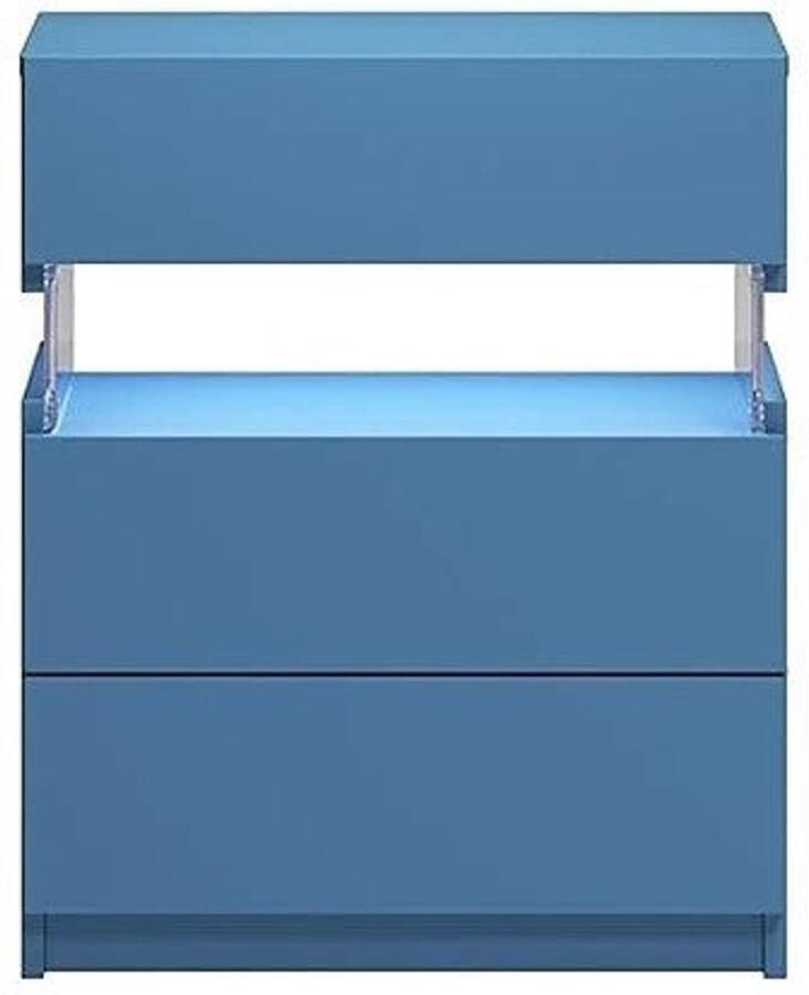 Corenia Nachtkastje met LED Kast Tafel 60 cm x 37 cm x 50 cm Slaapkamerdecoratie Opbergruimte Paars