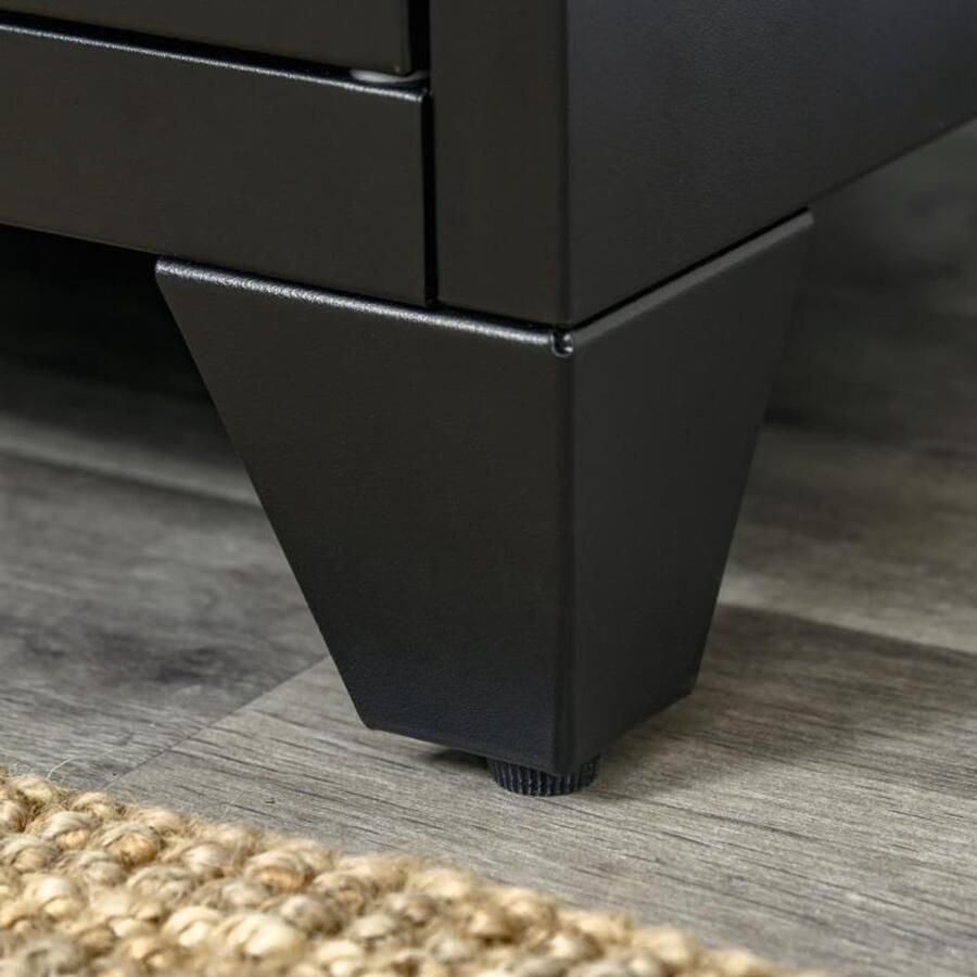 Corenia Nachtkastje – Nachtkast – Bijzettafel – Ladekastje – Opbergkastje – Natuurlijk Hout & Zwart Metaal – Verstelbare Plank – Compact 50x40x47 5 cm