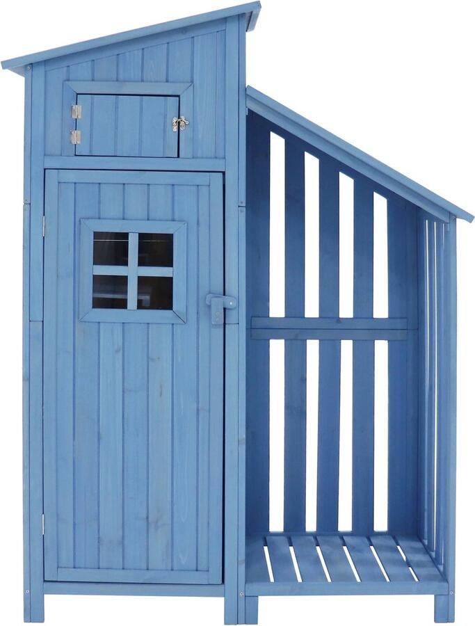 Corenia Opbergkast – Opberger – Bergkast – Tuinkast – Kast Voor Binnen En Buiten – Massief Hout – Weerbestendige Pvc Bovenkant