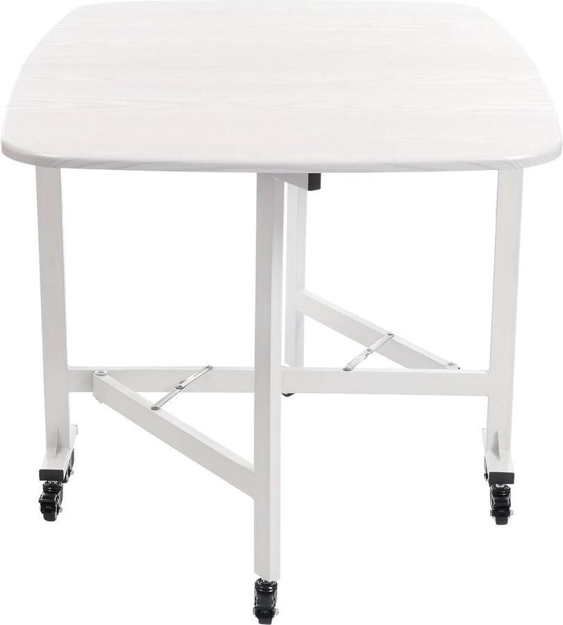 Corenia Opvouwbare Eettafel – Inklapbare Tafel – Uitklapbare Tafel – Compacte Tafel – Flexibele Tafel – Wit – 120x80x75 cm – 6 Wieltjes Met Remmen