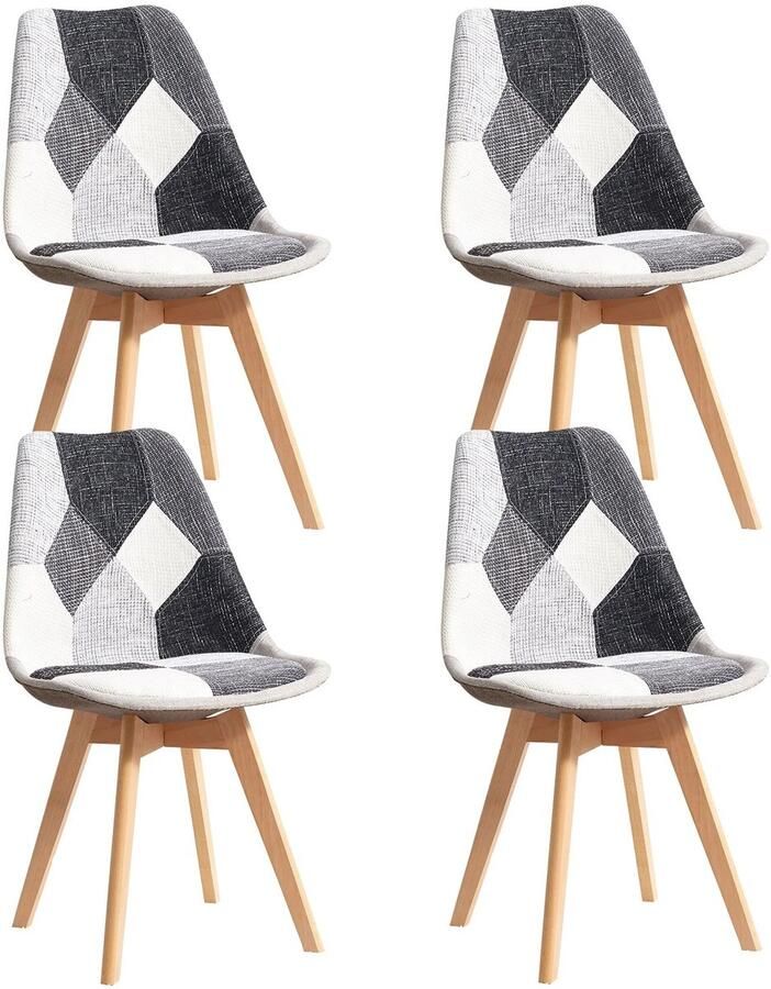 Corenia Patchwork Stoel – Eetkamerstoel – Bureaustoel – Designstoel – Linnen Stof – Compact 50x42x84 cm – Max 100 Kg Belastbaar