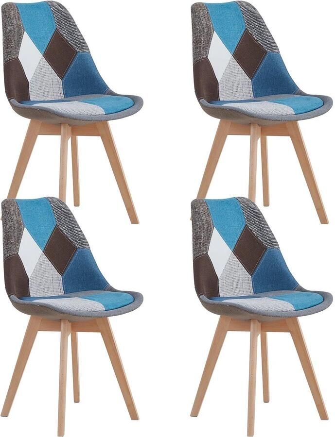 Corenia Patchwork Stoelen – Eetkamerstoelen – Bureaustoelen – Woonkamerstoelen – Slaapkamerstoelen – Linnen Stof – Maximaal 100 Kg Draagvermogen