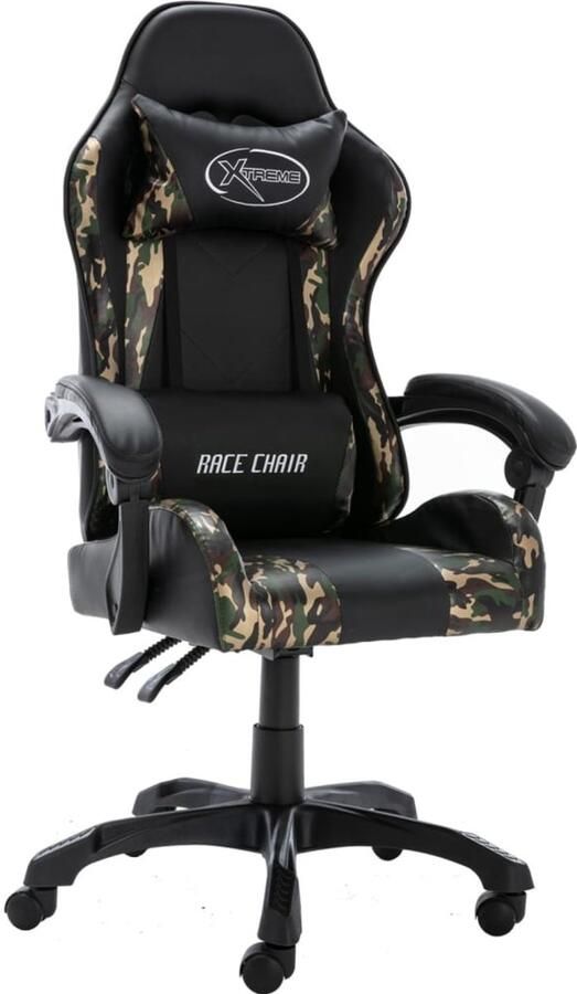 Corenia Racing Bureaustoel – Gamingstoel – Draaistoel – Werkstoel – Bureaustoel Zonder Voetsteun – Verstelbare Hoogte – Kunstleer Met Nek- en Lendensteun