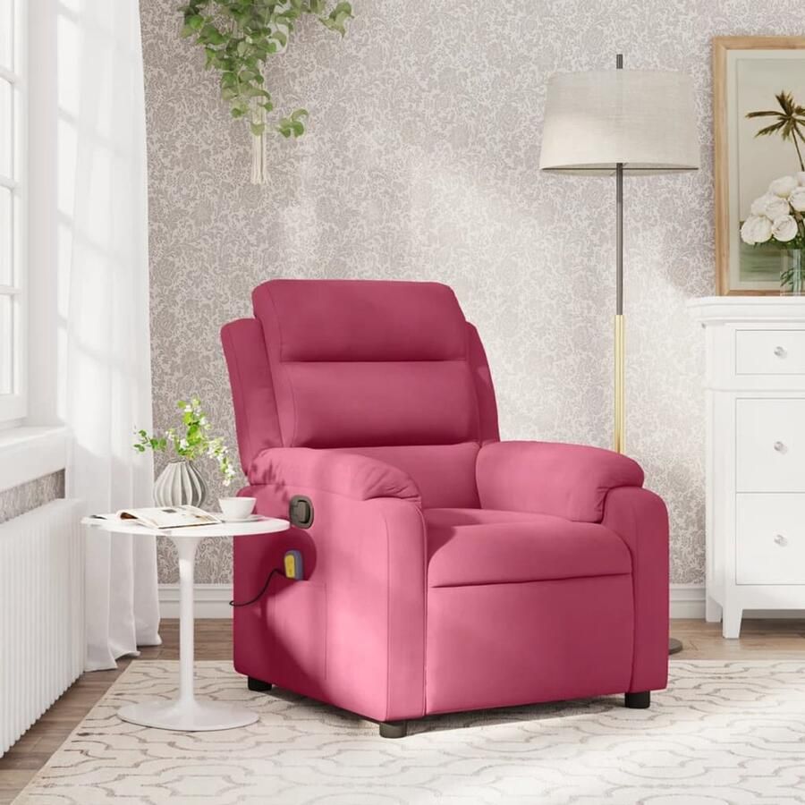 Corenia Relaxstoel – Fauteuil – Lounge Stoel – Zitstoel – Manueel Verstelbaar – Wine Red – Fluweelachtige Bekleding – Maximaal 135 Graden Kantelbaar