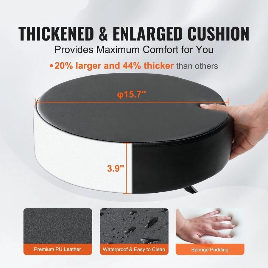 Corenia Rolling Stool Zadelkruk Stoel Kruk Rolling Ronde Kruk 40 cm Diameter Verstelbaar 5 Zwenkwielen voor Bar Salon Kantoor