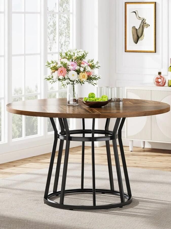 Corenia Ronde Eettafel – Ronde Tafel – Eetkamertafel – Family Table – 120 Cm Doorsnede – Stevig Metalen Onderstel
