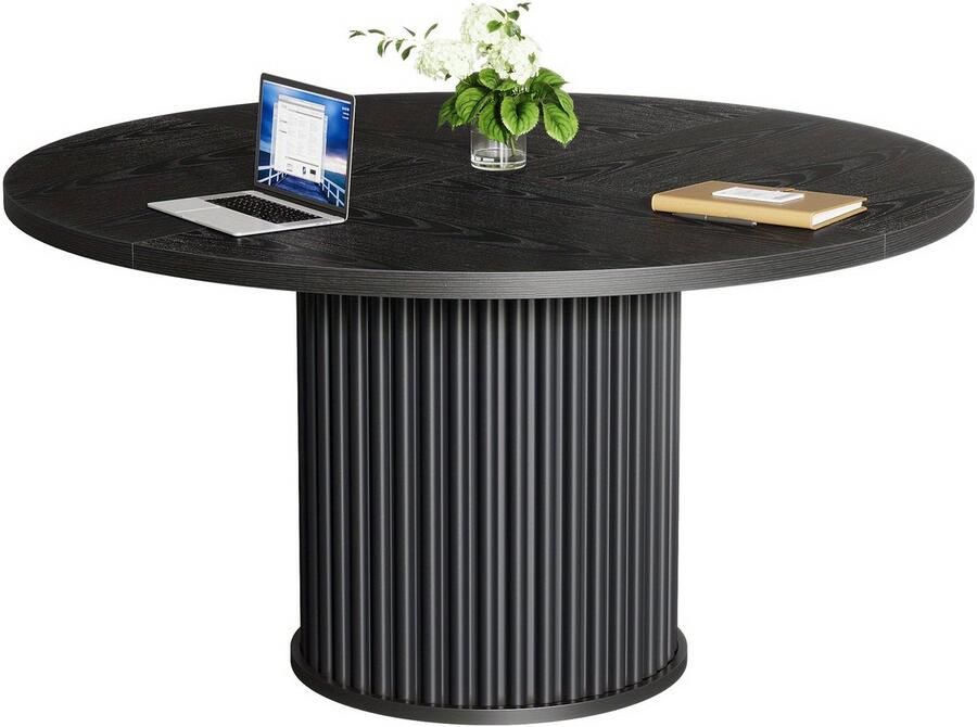 Corenia Ronde Vergadertafel – Vergadertafel – Werktafel – Eettafel – Overlegruimte – Compact 120 cm – Houten Blad Met Metalen Onderstel