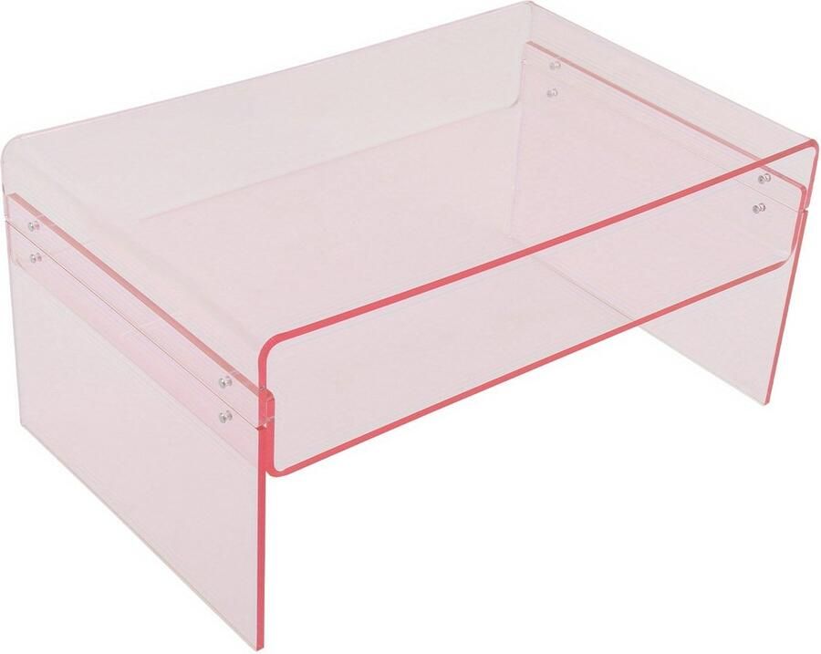 Corenia Salontafel – Bijzettafel – Koffietafel – Side Table – Woonkamertafel – Acryl – Dubbelbladig Ontwerp – 80x50x38 cm – Roze Modern Design