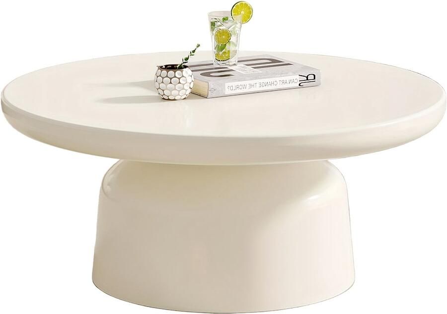 Corenia Salontafel – Bijzettafel – Woonkamertafel – Koffietafel – Tafeltje – Modern – Rond – Hardhout – Melkachtig Wit – Ruimtebesparend Ontwerp – Eenvoudige Montage