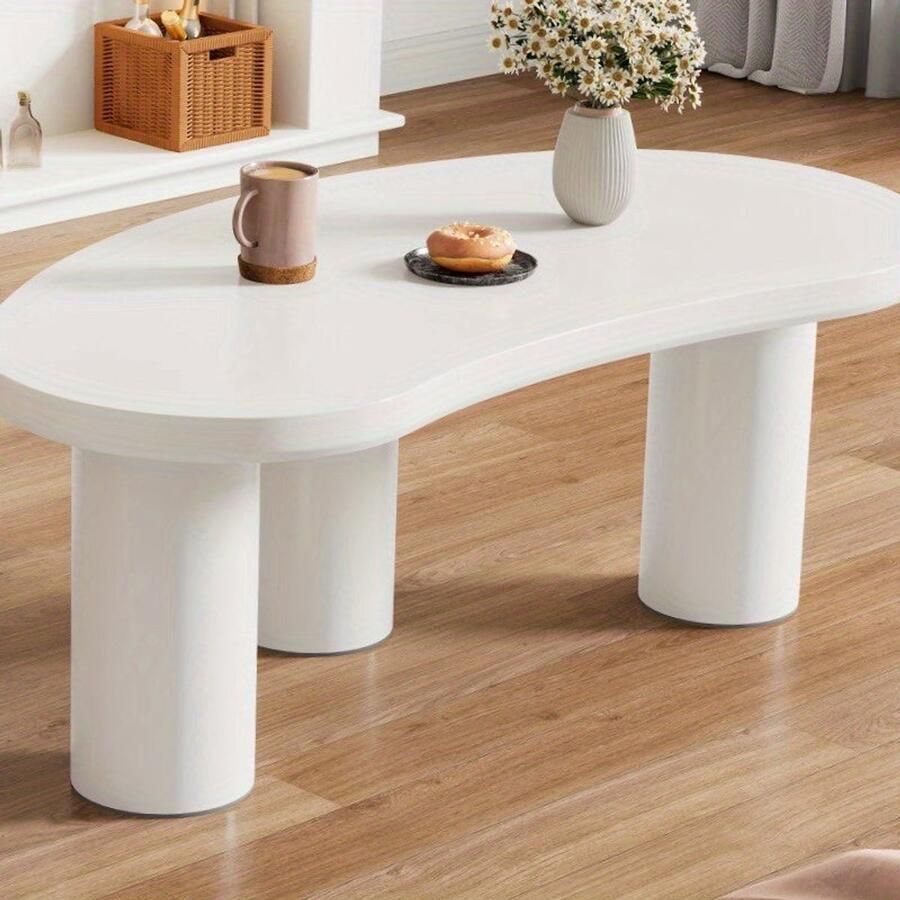 Corenia Salontafel – Koffietafel – Bijzettafel – Livingtafel – Woonkamertafel – Halve Maan Vorm – PVC Voet Met Vilten Onderlaag – 107x57x40 5 cm