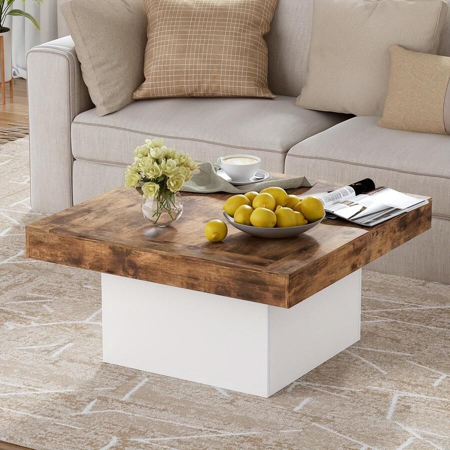 Corenia Salontafel – Koffietafel – Bijzettafel – Woonkamer Tafel – Huiskamer Meubel – Vierkant – Hout – 90x90x45 cm – Stevig Draagvermogen 45 kg – Gemakkelijk Schoon Te Maken