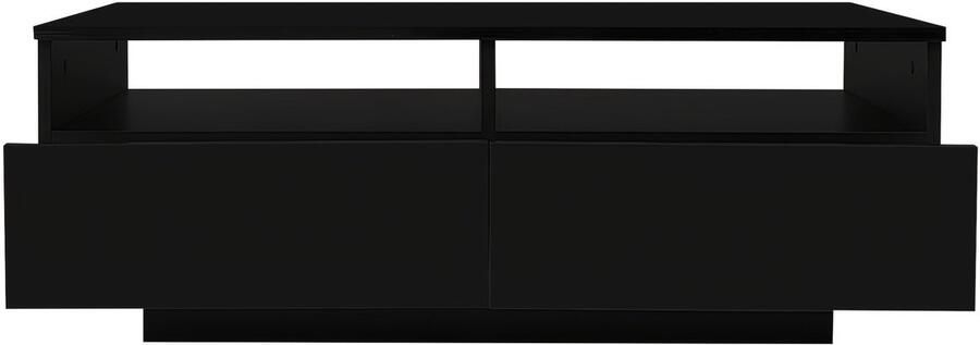 Corenia Salontafel – Koffietafel – Bijzettafel – Woonkamertafel – Opbergtafel – Modern Hoogglans Zwart – 2 Lades – Duurzaam Niet-Houten Materiaal