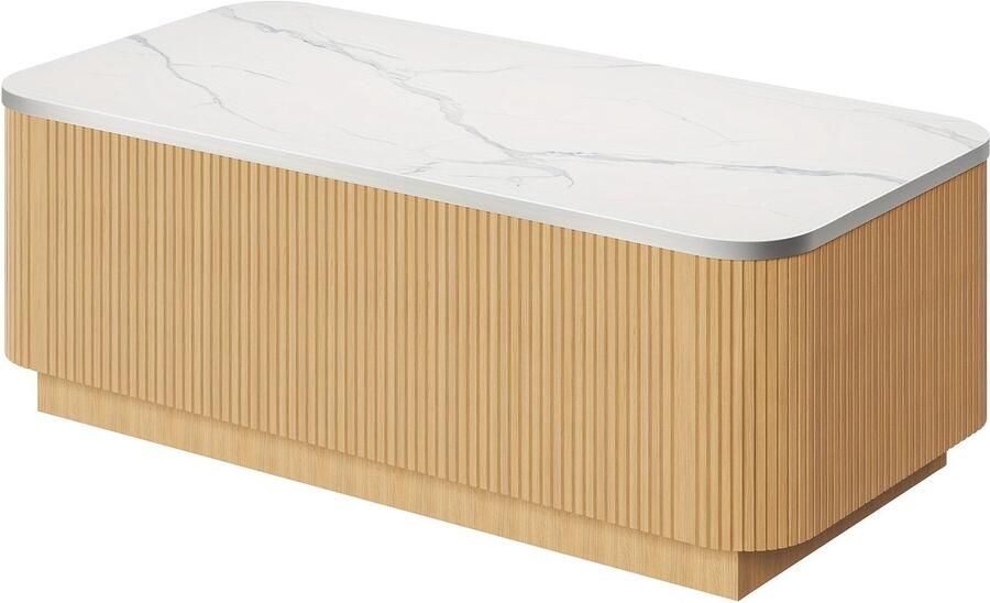 Corenia Salontafel – Koffietafel – Bijzettafel – Woonkamertafel – Sidetable – Mid-Century Modern – Hardhouten Materiaal – Met Verborgen Opbergruimte 100 cm