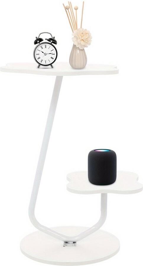 Corenia Salontafel – Koffietafel – Bijzettafel – Woonkamertafel – Sofa Tafel – Tweelaags – Creme Wit – Hout & Metaal – Compact 40cm Blad – 61 5cm Hoogte