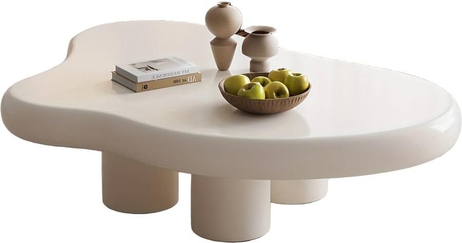Corenia Salontafel – Koffietafel – Bijzettafel – Woonkamertafel – Tafel – Modern – Wolkvorm – Crèmekleurig – Compact – Eenvoudig te Monteren