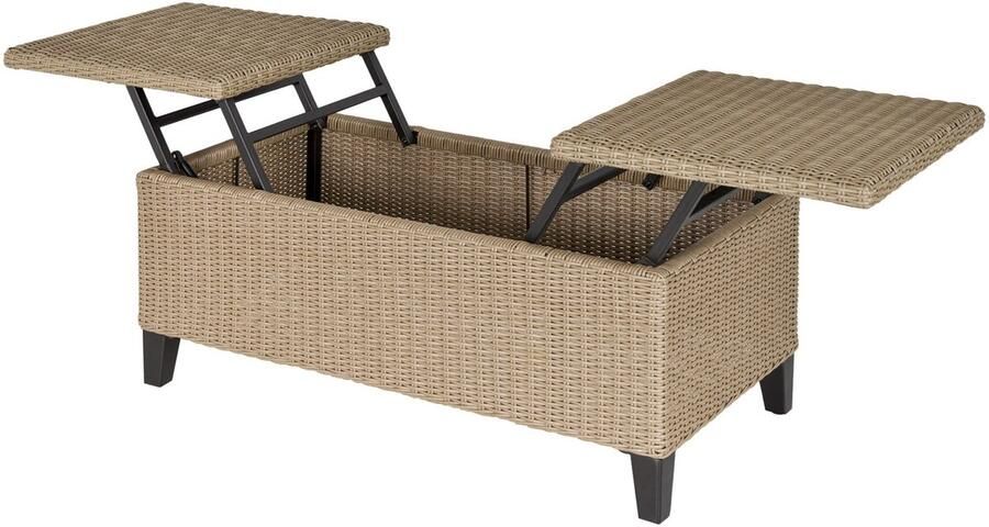 Corenia Salontafel – Koffietafel – Tafel – Bijzettafel – Lounge Tafel – Dubbel Lift-Top Systeem – Weerbestendig Resin & Metaal