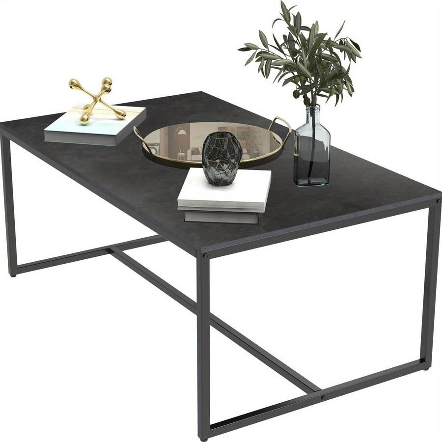 Corenia Salontafel – Koffietafel – Tafel – Woonkamertafel – Bijzettafel – Modern Italiaans Design – Sintered Stone Blad – Kras- en Hittebestendig – Zwart Metalen Frame – Eenvoudige Montage – Luxe Marmerlook – Onderhoudsvrij