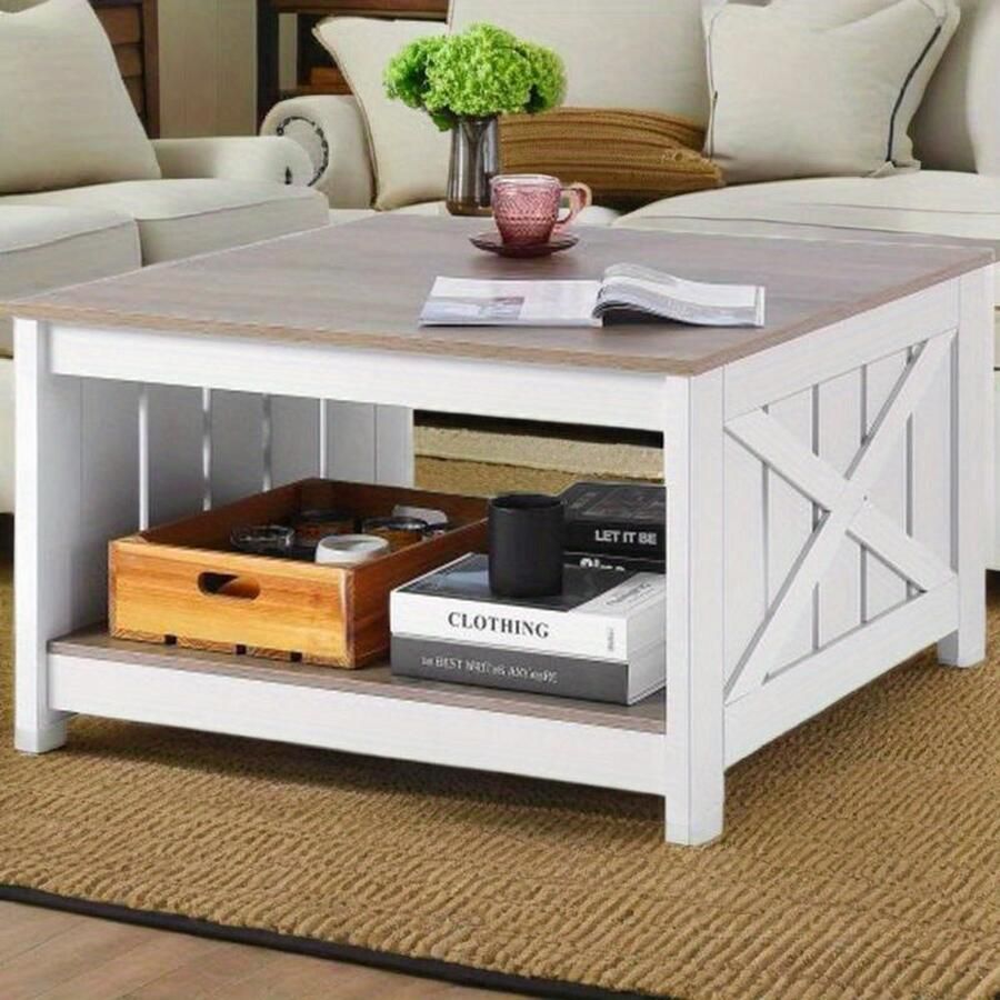 Corenia Salontafel – Koffietafel – Woonkamertafel – Bijzettafel – Tafel – Landelijke Stijl – Compact 31 x 12 7 cm – Hout Met Open Opbergvak