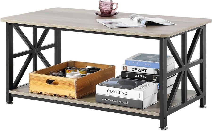 Corenia Salontafel – Koffietafel – Woonkamertafel – Houten Tafel – Landelijke Tafel – 40 Inch – Robuust Massief Hout – Open Opbergruimte