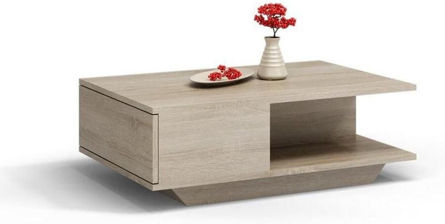 Corenia Salontafel – Koffietafel – Woonkamertafel – Lounge Tafel – Bijzettafel – Sonoma Eiken – TIP-ON Opbergvak – 90x60 cm Tafelblad