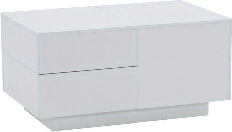 Corenia Salontafel – Koffietafel – Woonkamertafel – Tafel – Verstelbare Salontafel – 90x55x45 cm – Vier Lades – Wit Mat Spaanplaat – Ruimtebesparend – Stevig