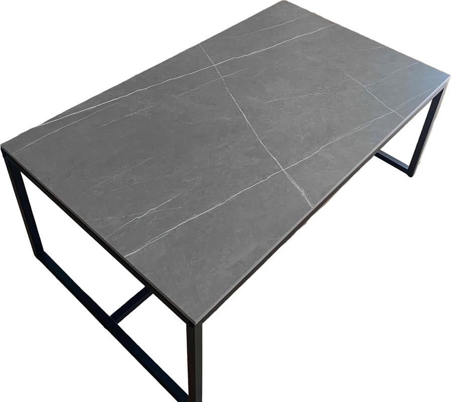 Corenia Salontafel – Woonkamertafel – Bijzettafel – Koffietafel – Tafel – Hoogwaardig Sintered Stone Blad – Kras- en Hittebestendig 1200°C – Modern Italiaans Design – Minimalistisch Zwart Metalen Frame
