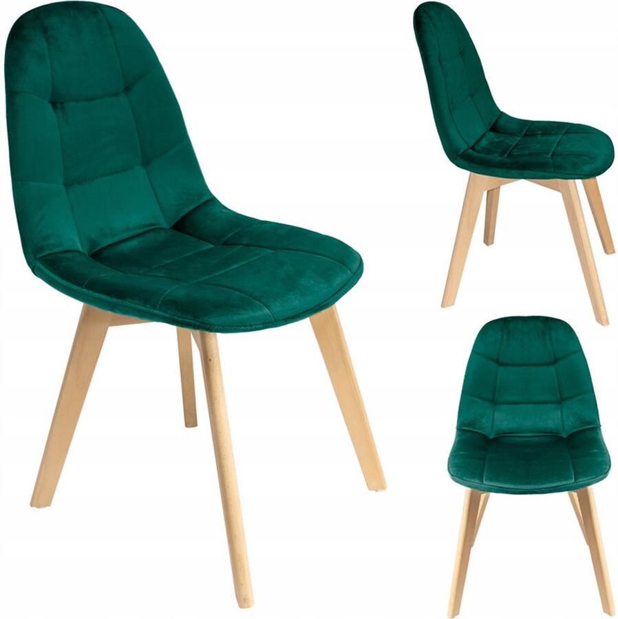 Corenia Scandinavische Designstoel – Eetkamerstoel – Bureaustoel – Velvet Stoel – Houten Stoel – Comfortabele Zitting – Stevige Beukenhouten Poten