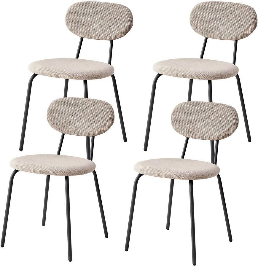 Corenia Scandinavische Eetkamerstoelen – Set van 4 Stoelen – Velours Stoelen – Stapelbare Stoelen – Metalen Poten – Ergonomisch Design – Geluiddempend 42 x 45 x 78 cm Hoefijzerwit