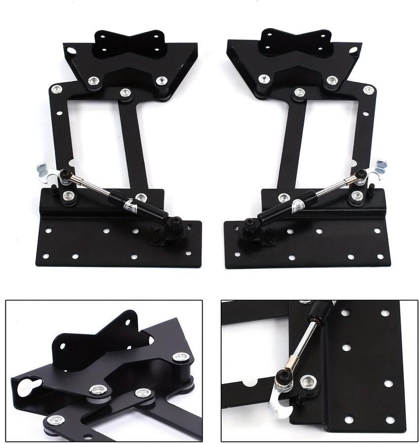 Corenia Scharnier – Meubelscharnier – Hefmechanisme – Deurscharnier – Koffietafel Hefscharnier – Zwart Staal – 35 kg Draagkracht – Voorliggend 110°