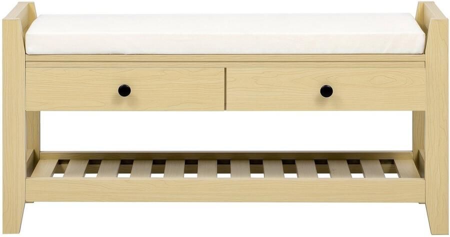 Corenia Schoenbank – Schoenopberger – Halbank – Schoenenrek – Opbergbank – Bamboe – Zacht Gewatteerd Zitkussen – Compact Formaat Onder 68 5 cm Hoog