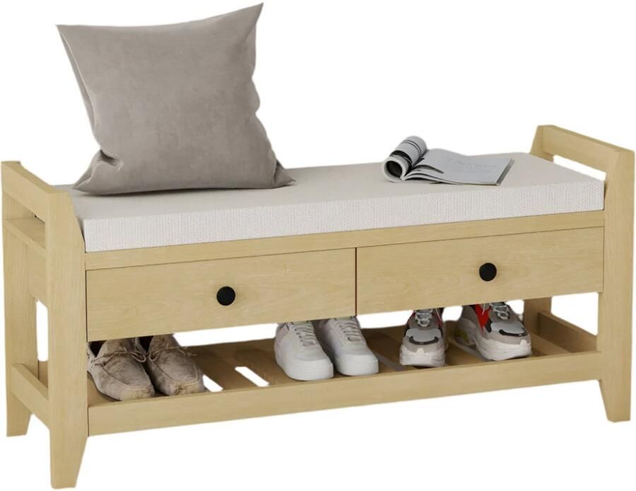 Corenia Schoenenbank – Schoenenopberger – Zitbank – Opbergbank – Comfortabel 5 Cm Kussen – MDF En PB Materialen Geel