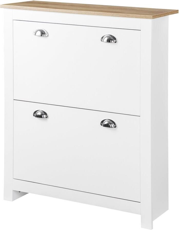 Corenia Schoenenkast – Schoenenkast – Schoenenrek – Schoenopberger – Schoenmeubel – Licht Eiken Wit – Verstelbare Legplanken – Anti-Kantelbeveiliging