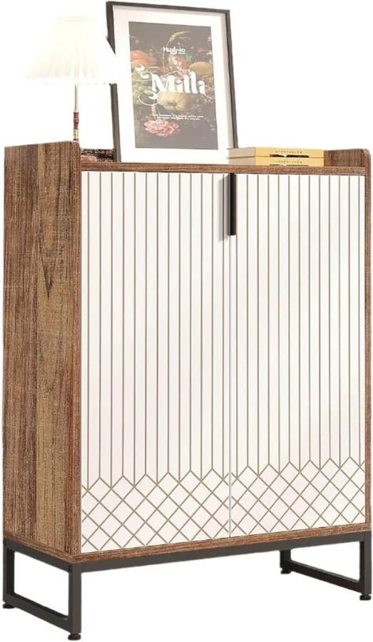 Corenia Schoenenkast – Schoenenopslag – Schoenenrek – Schoenenmeubel – Organizer – Vijf Ruime Compartimenten – MDF Metalen Accenten 75 x 35 x 105 cm Bruin