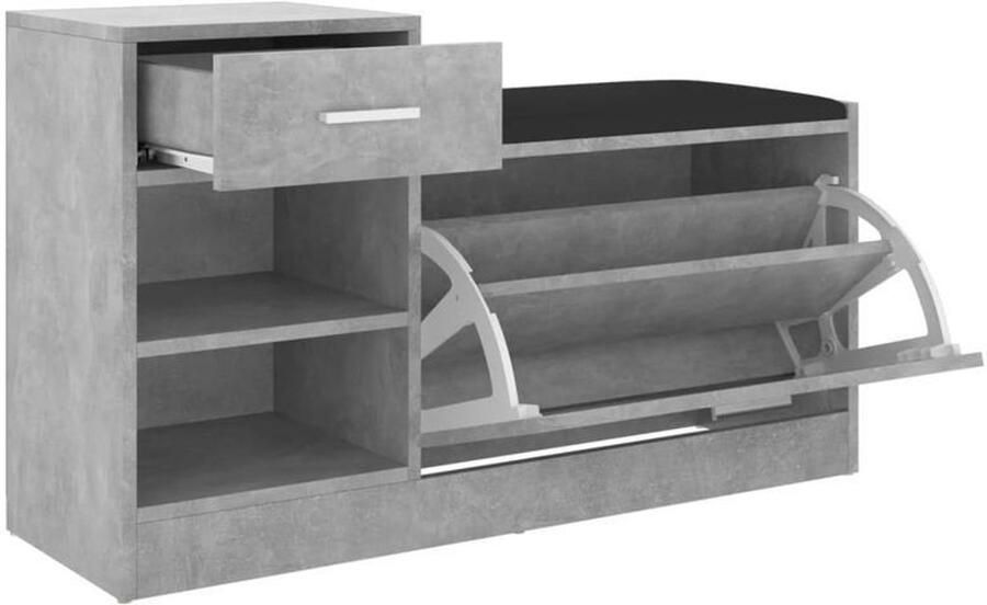 Corenia Schoenenkast – Schoenenrek – Schoenenopberger – Halmeubel – Schoenenbank – Cementgrijs – 94 5x31x57 cm – Hoogwaardig Multilayer Materiaal