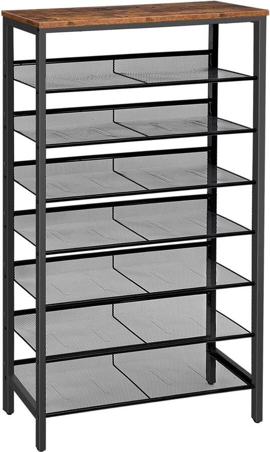 Corenia Schoenenkast – Schoenenrek – Schoenenopberger – Schoenenhouder – 8-Laags – Metalen Frame – Kantelbare Planken